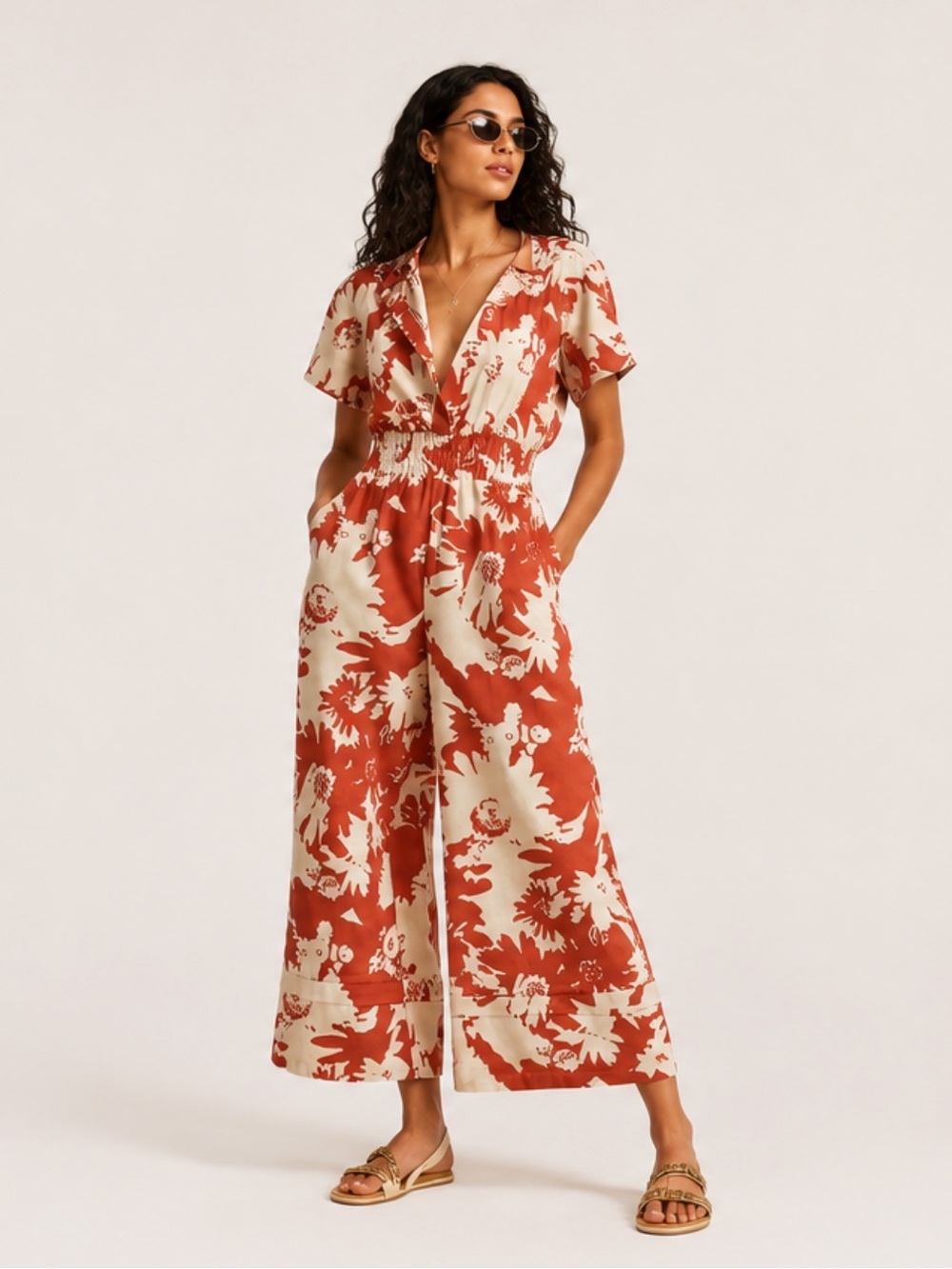 Anthropologie The Somerset Printed Jumpsuit Size XXS